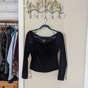 Jessica McClintock Velvet Off the Shoulder Long Sleeve Top Size Large